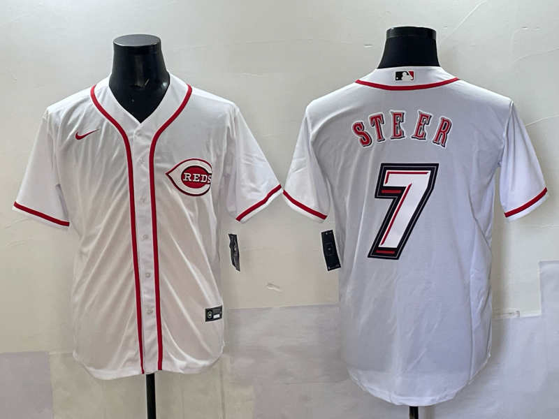 Men Cincinnati Reds #7 Steer white 2025 Nike MLB Jersey 005->cincinnati reds->MLB Jersey